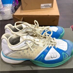 Wilson Women’s White, Blue and Teal Tennis Shoes